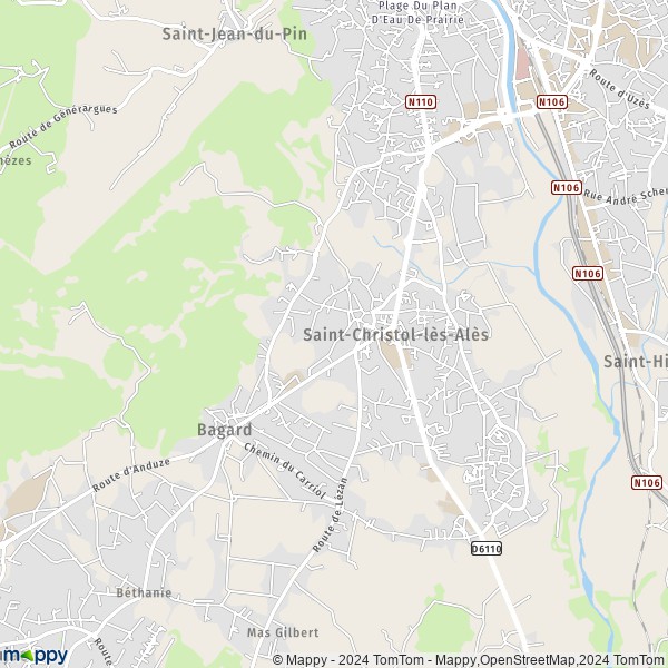 La carte pour la ville de Saint-Christol-lès-Alès 30380