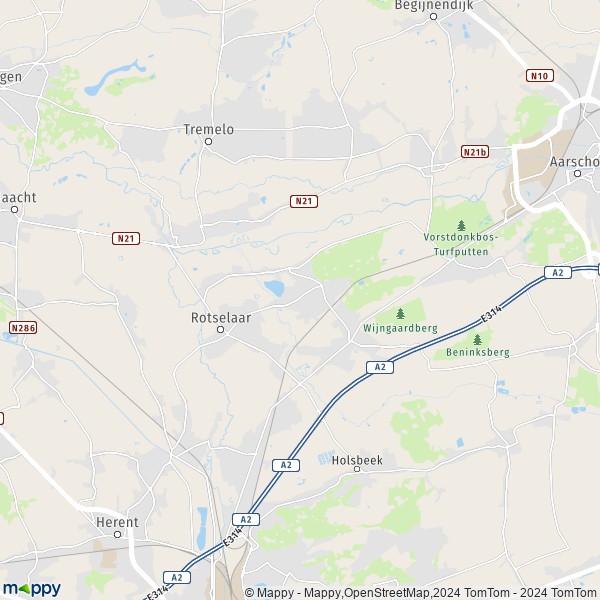 La carte pour la ville de 3110-3118 Rotselaar