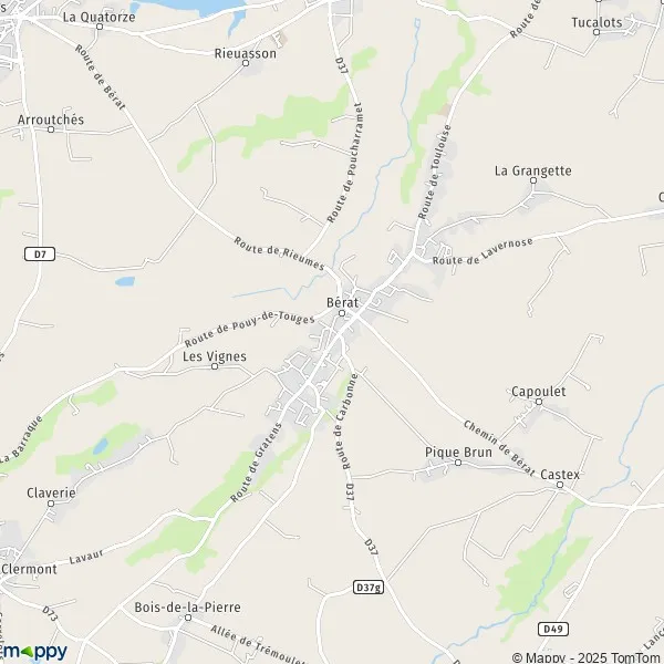 La carte pour la ville de Bérat 31370