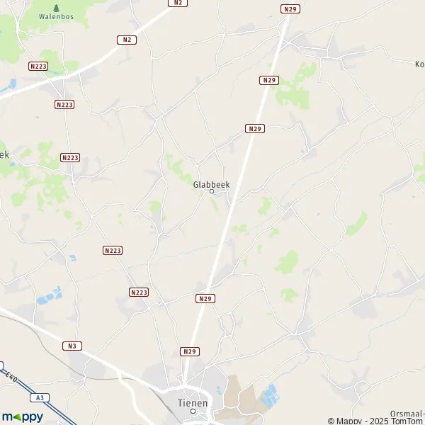 La carte pour la ville de 3380-3384 Glabbeek