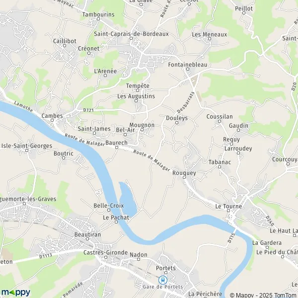 La carte pour la ville de Baurech 33880