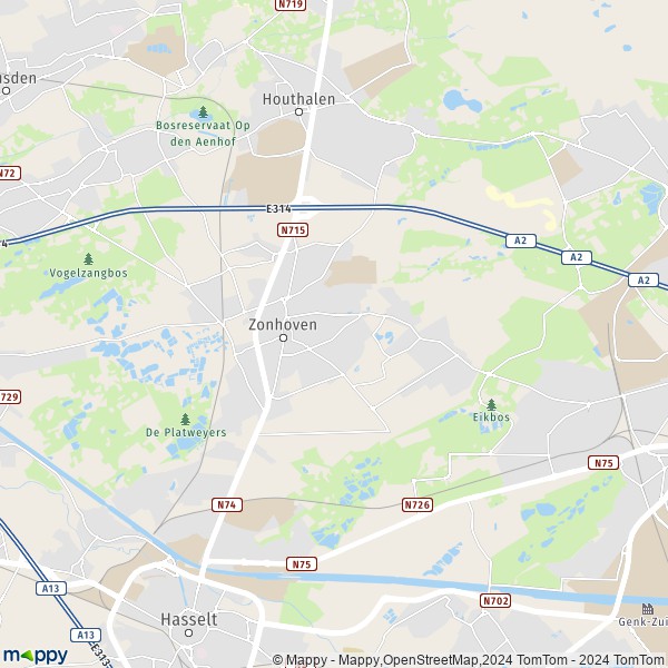 La carte pour la ville de 3520 Zonhoven