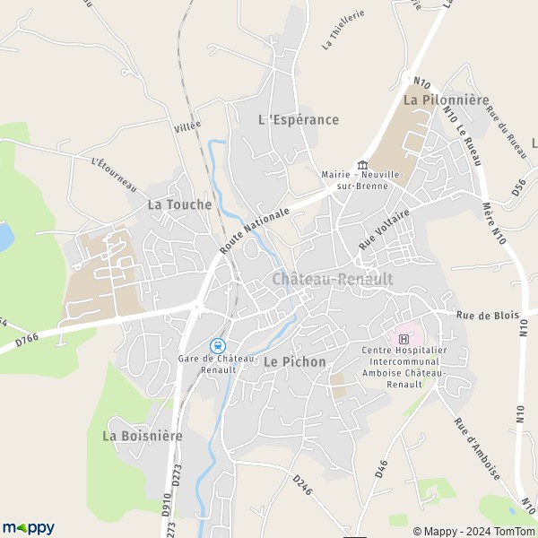 La carte pour la ville de Château-Renault 37110
