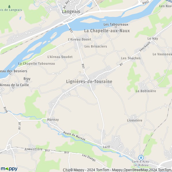 La carte pour la ville de Lignières-de-Touraine 37130