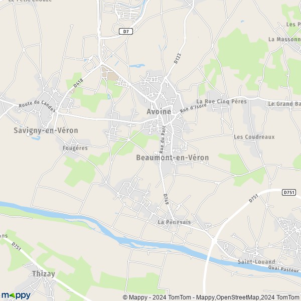 La carte pour la ville de Beaumont-en-Véron 37420