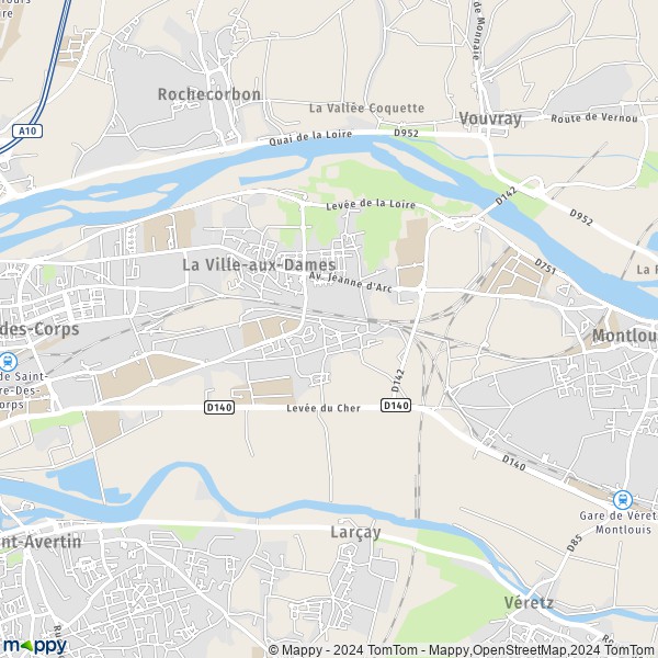 La carte pour la ville de La Ville-aux-Dames 37700