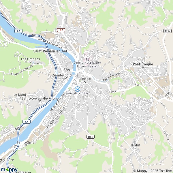 La carte pour la ville de Vienne 38200