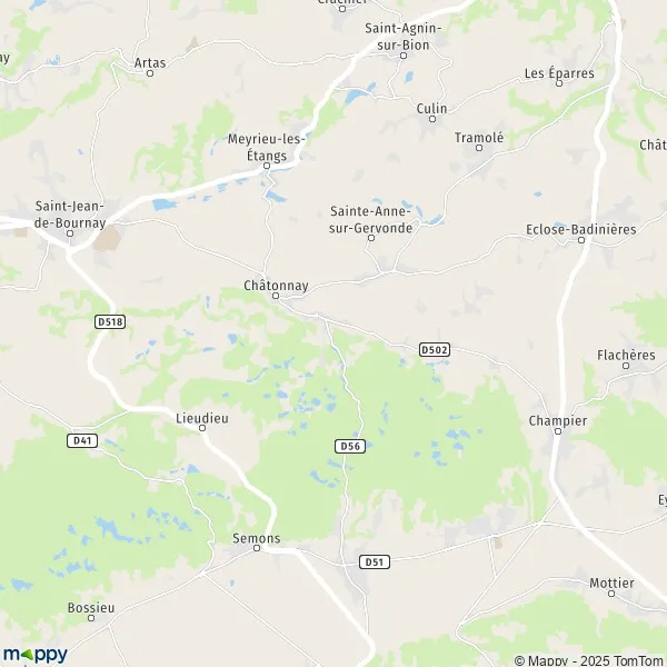 Plan Châtonnay carte de Châtonnay (38440) et infos pratiques