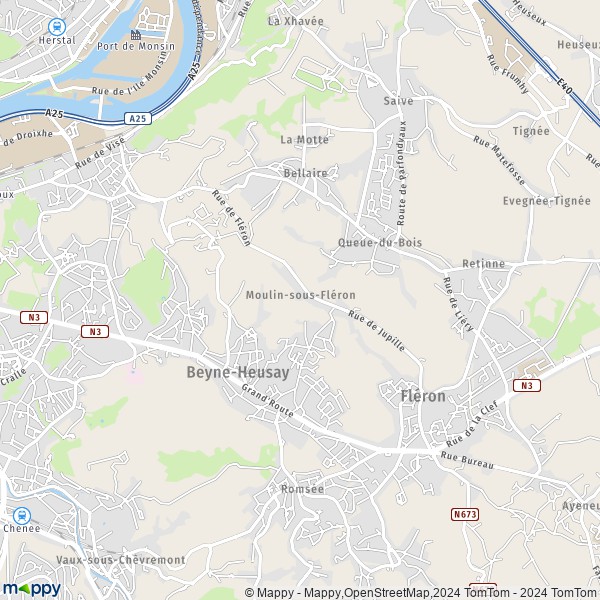 La carte pour la ville de 4020-4610 Beyne-Heusay