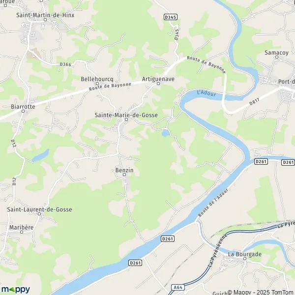 La carte pour la ville de Sainte-Marie-de-Gosse 40390