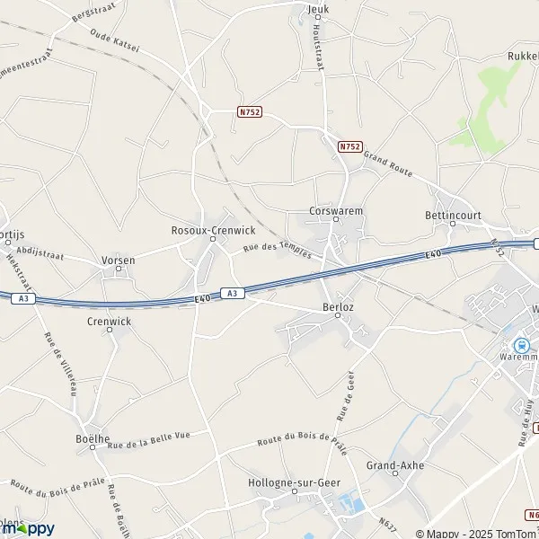 La carte pour la ville de 4257 Berloz