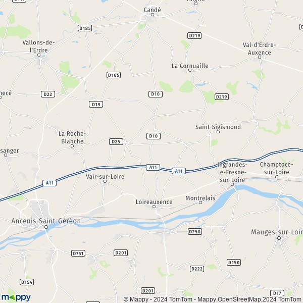 La carte pour la ville de Loireauxence 44370