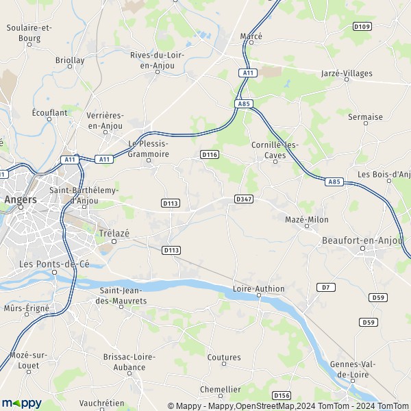 La carte pour la ville de Loire-Authion 49140-49800