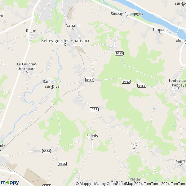 La carte pour la ville de Bellevigne-les-Châteaux 49260-49400