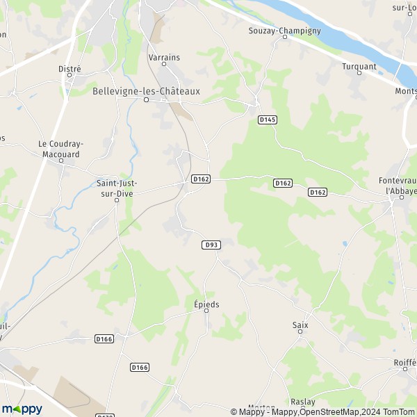 La carte pour la ville de Chacé, 49400 Bellevigne-les-Châteaux