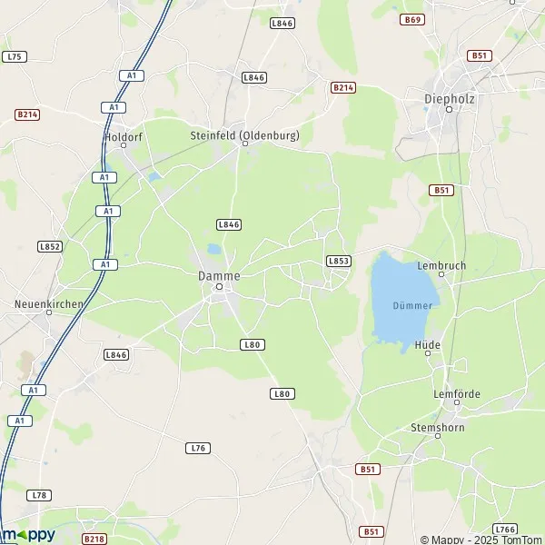 La carte pour la ville de 49401-49434 Damme