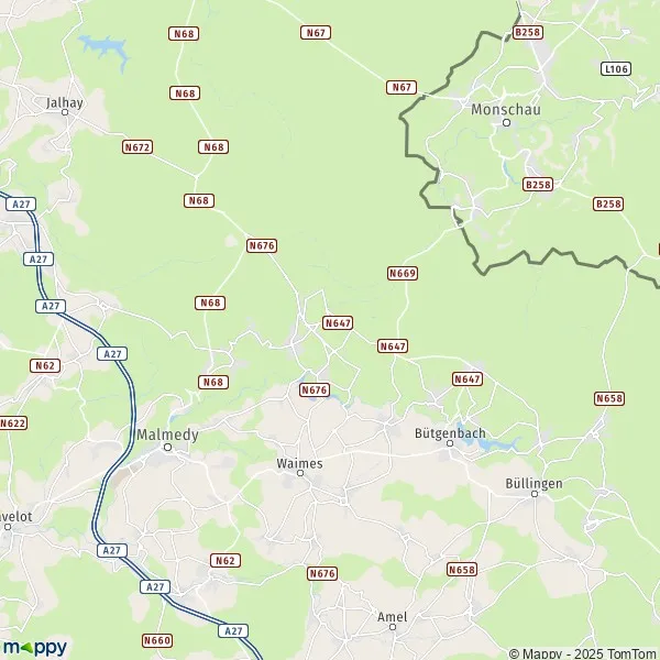 La carte pour la ville de 4950 Waimes