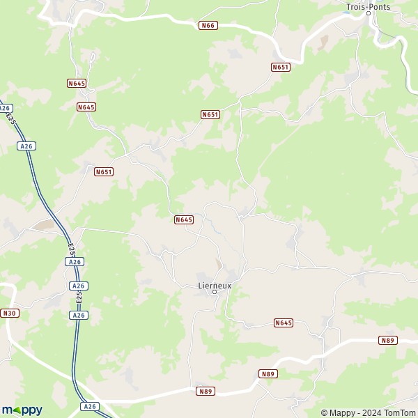 La carte pour la ville de 4990 Lierneux