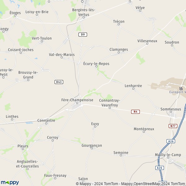 La carte pour la ville de Fère-Champenoise 51230