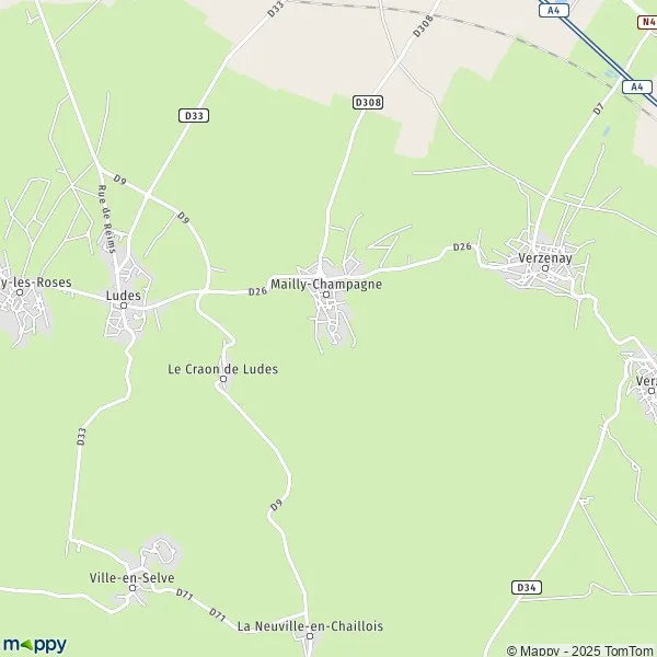 La carte pour la ville de Mailly-Champagne 51500