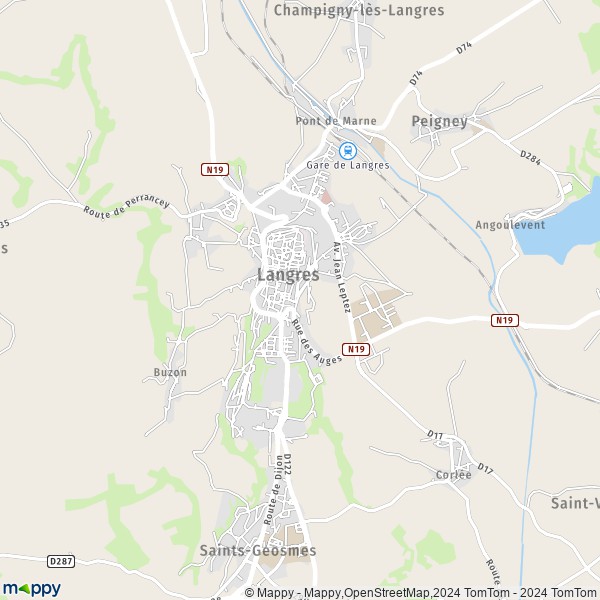 La carte pour la ville de Langres 52200