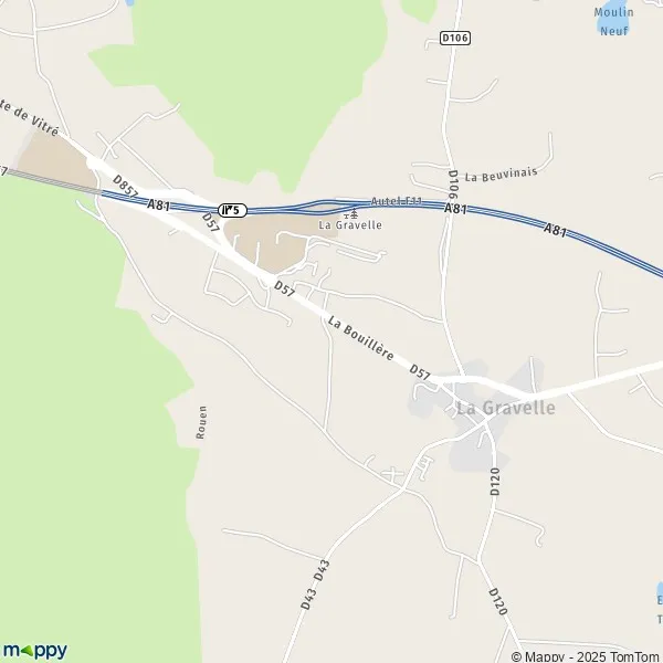 La carte pour la ville de La Gravelle 53410