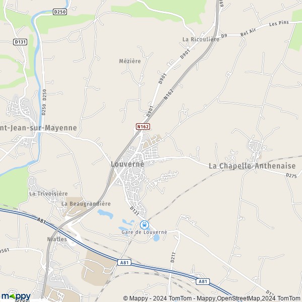 La carte pour la ville de Louverné 53950
