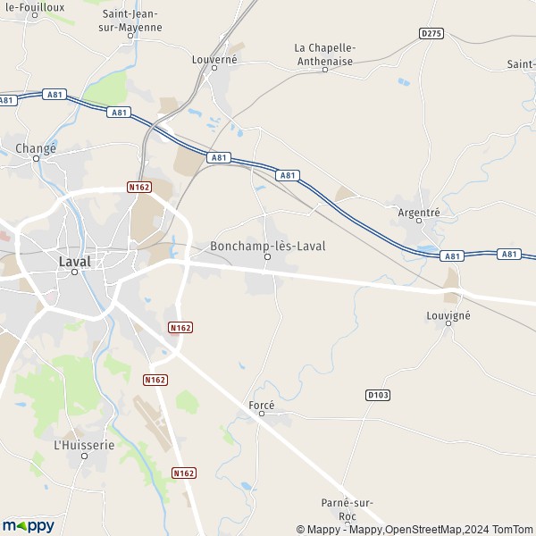 La carte pour la ville de Bonchamp-lès-Laval 53960