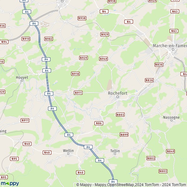 La carte pour la ville de 5580 Rochefort