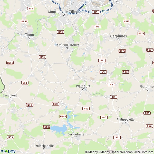 La carte pour la ville de 5650-5651 Walcourt