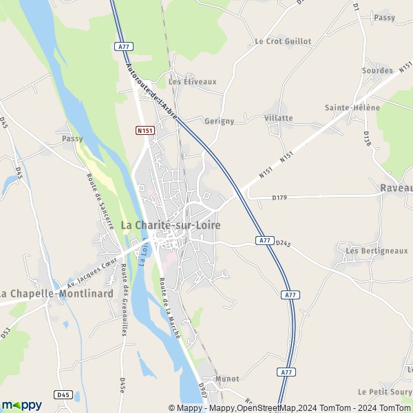 La carte pour la ville de La Charité-sur-Loire 58400