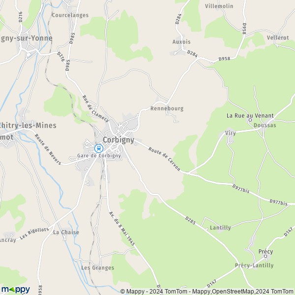 La carte pour la ville de Corbigny 58800