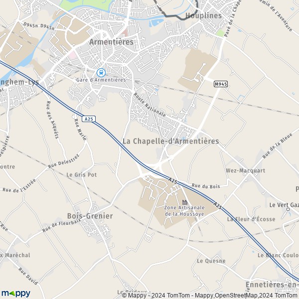 La carte pour la ville de La Chapelle-d'Armentières 59930