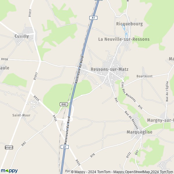 La carte pour la ville de Ressons-sur-Matz 60490