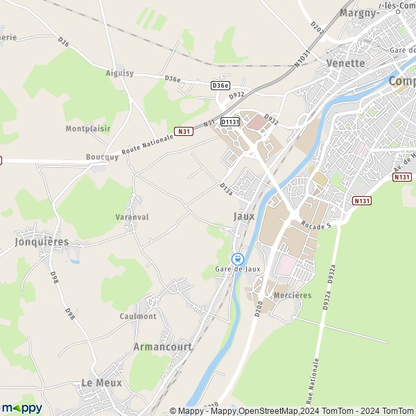 La carte pour la ville de Jaux 60880