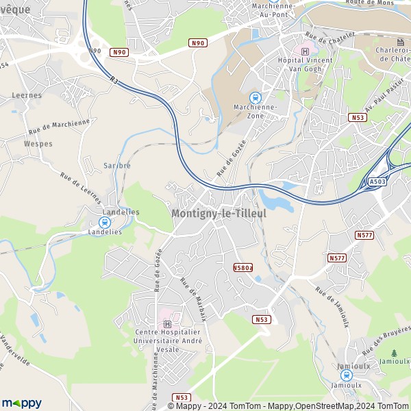 La carte pour la ville de 6110-6111 Montigny-le-Tilleul