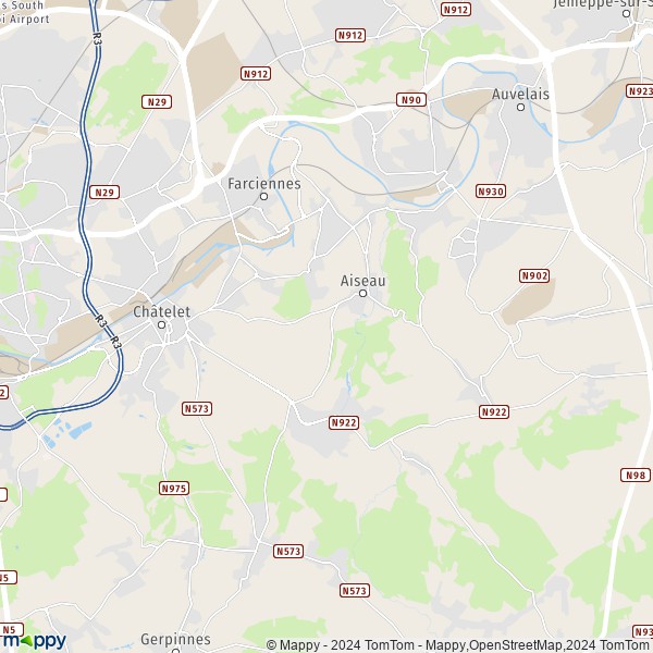La carte pour la ville de 6200-6250 Aiseau-Presles