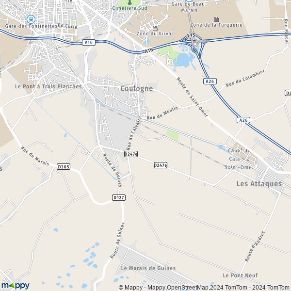 La carte pour la ville de Coulogne 62137