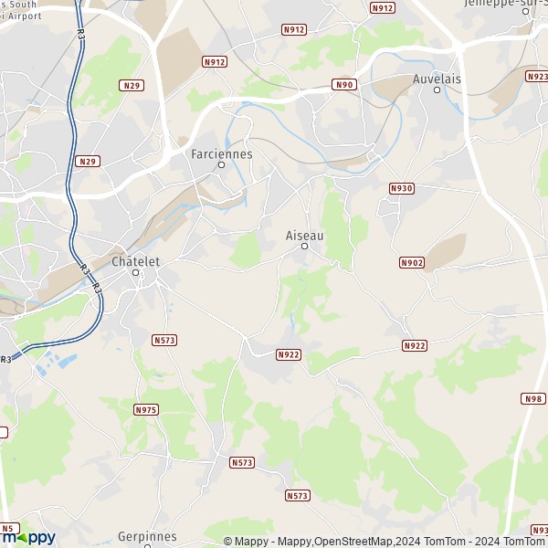 La carte pour la ville de 6250 Aiseau-Presles