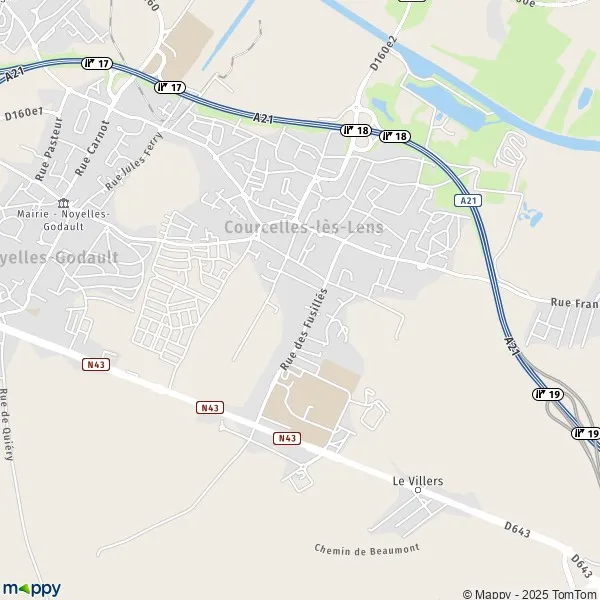 Plan CourcelleslèsLens carte de CourcelleslèsLens (62970) et