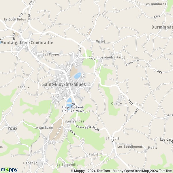 La carte pour la ville de Saint-Éloy-les-Mines 63700