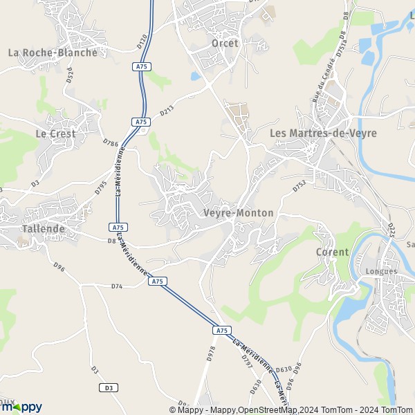 La carte pour la ville de Veyre-Monton 63960