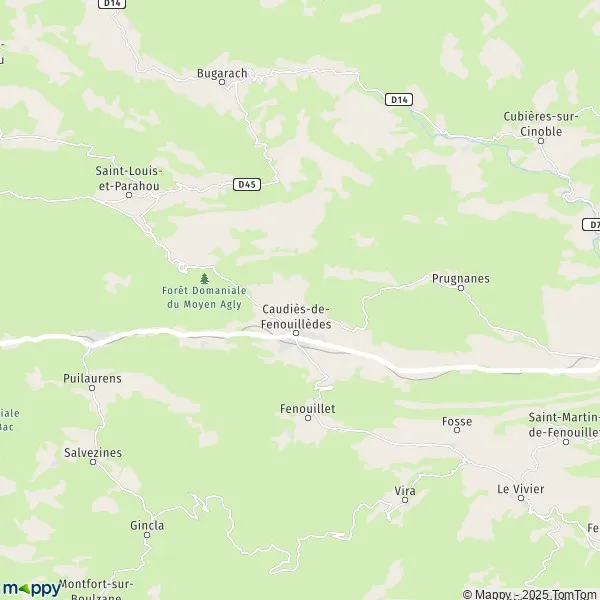 La carte pour la ville de Caudiès-de-Fenouillèdes 66220