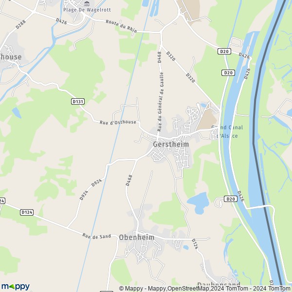 La carte pour la ville de Gerstheim 67150