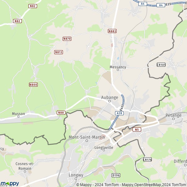 La carte pour la ville de 6790-6792 Aubange