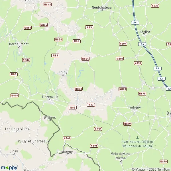La carte pour la ville de 6810-6813 Chiny