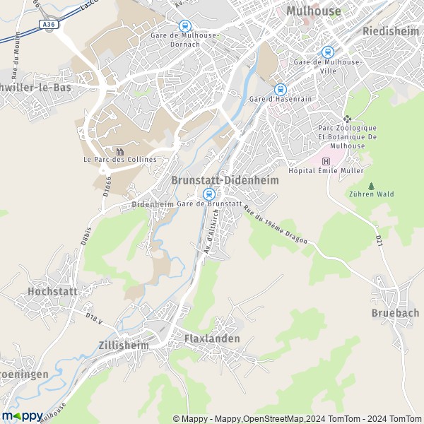 La carte pour la ville de Brunstatt-Didenheim 68350