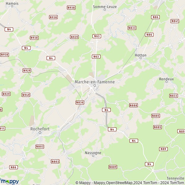 La carte pour la ville de 6900 Marche-en-Famenne