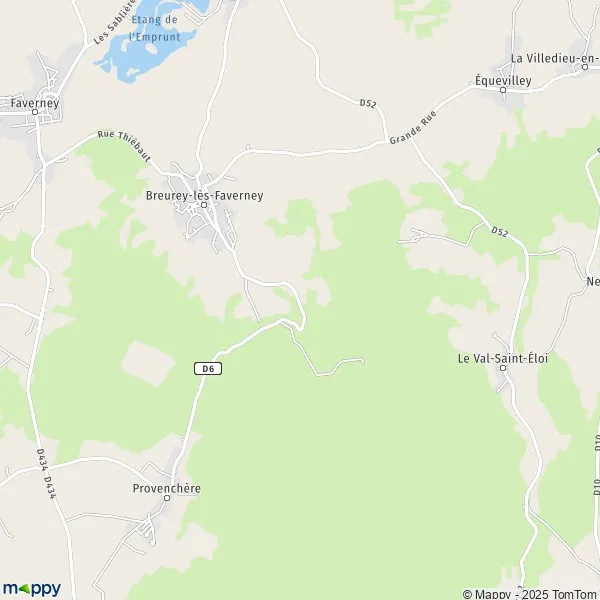 La carte pour la ville de Breurey-lès-Faverney 70160