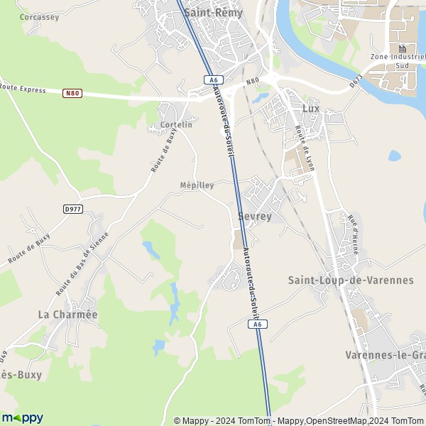 La carte pour la ville de Sevrey 71100